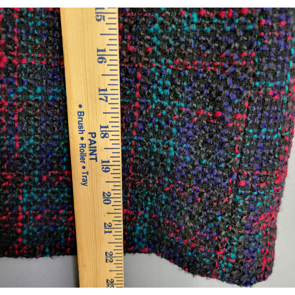 Talbots Tweed Pencil Skirt Womens 10 Petites Blue Wool Blend Lined Zipper Career - Picture 4 of 9